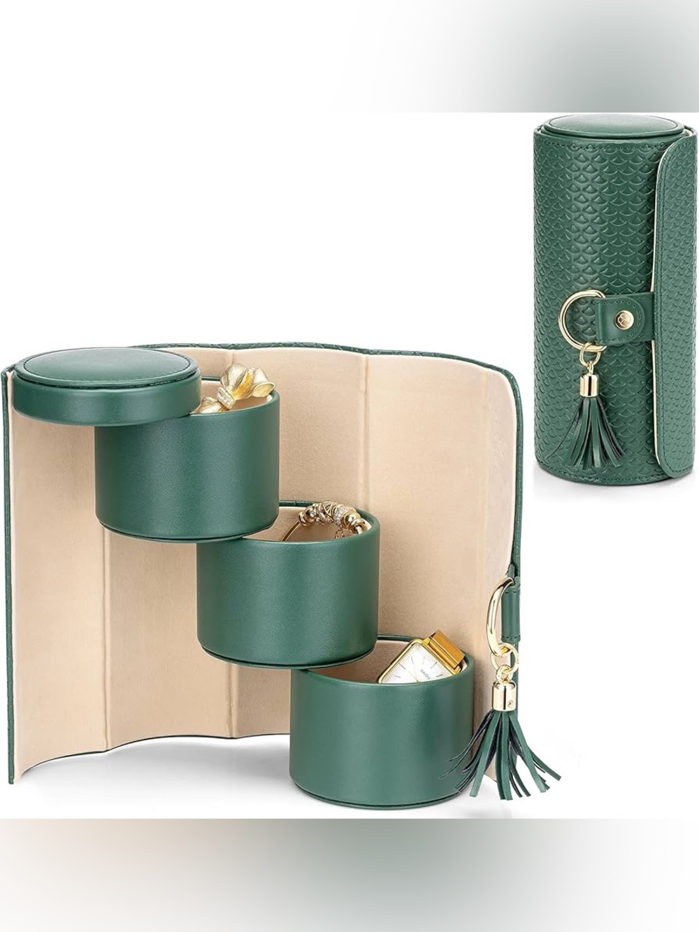 VLANDO Travel Jewelry Box in Green Leather